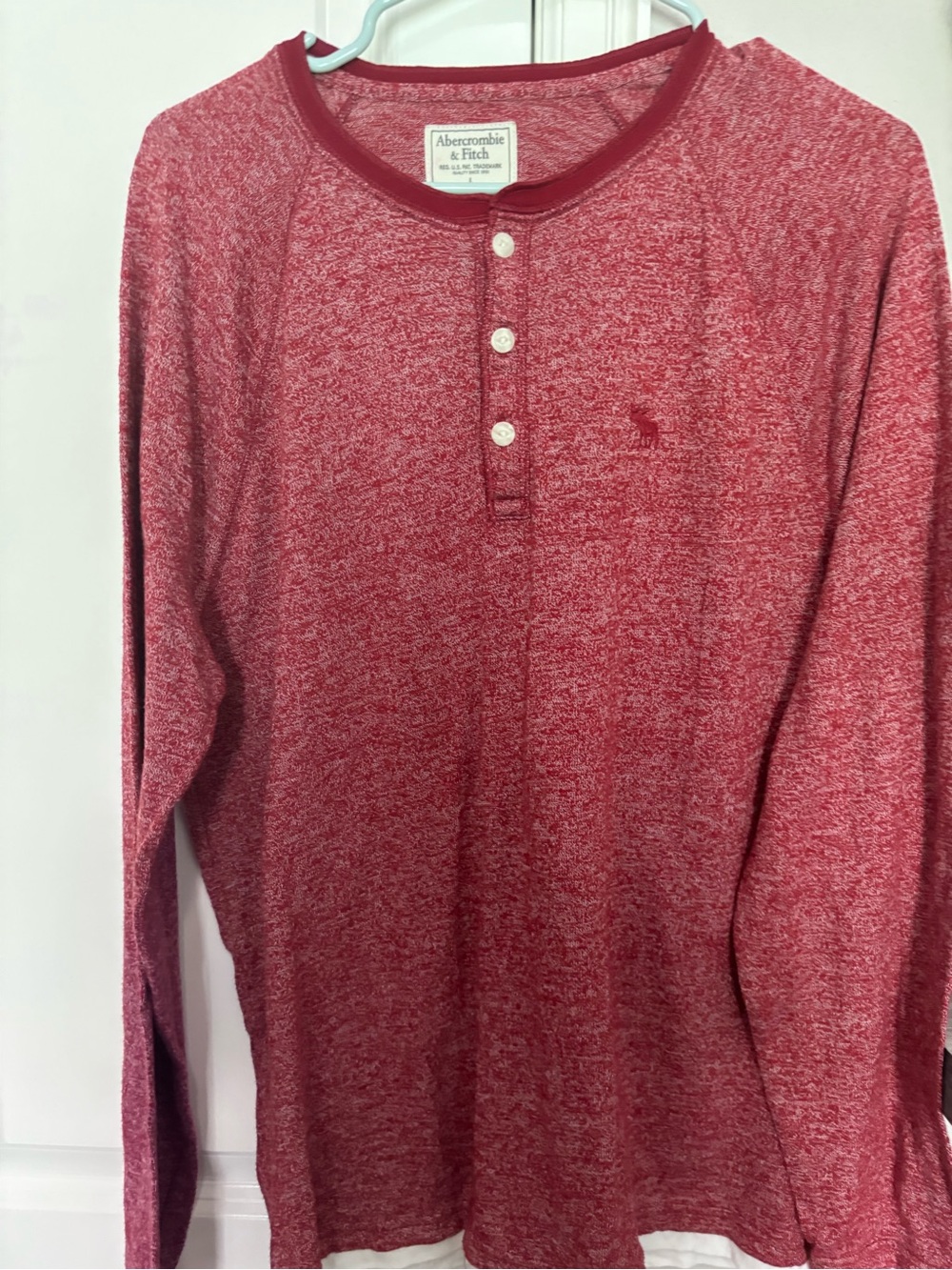 Abercrombie & Fitch Burgundy Heather Henley Shirt - Picture 1 of 3